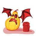 Pumpkin with wings as gargoyle Royalty Free Stock Photo